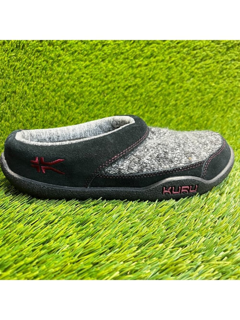 Kuru Draft 2 Womens Size 6 Gray Black Walking‎ Comfort Slip-On Mule Slippers